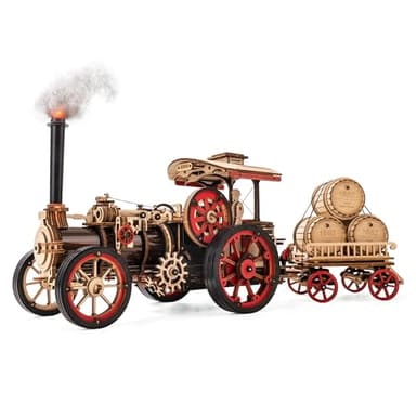 ROKR 3D Puzzle Car Model Kits for Adults to Build-Vintage Car Locomotive Steam Tractor-Hobbies for Adults UK-Unique Gift Idea for Men(Steam Engine)