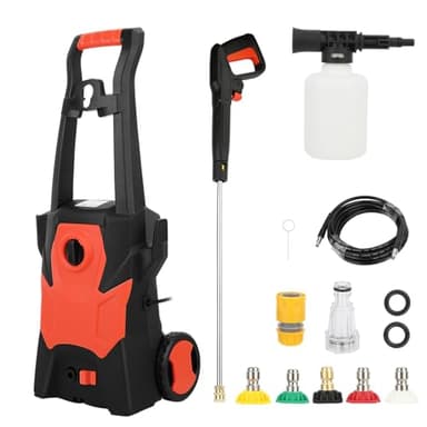 Electric Pressure Washer 1400W Power Washer with 5 Nozzles, Portable High Pressure Cleaning Machine for Car, Garden, Yard, House – Small Corded Powerwash Unit with Long Hose and Foam Cannon