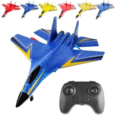RC Plane, CL28/CL33 RC Airplane Ready to Fly, 2.4 GHz 2 Channel Remote Control Airplane RC Glider with Colored Lights for Kids/Adults/Beginners (Blue CL33)