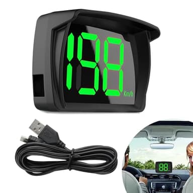 Goerpn Digital Speedometer Car HUD Head Up Display KMH GPS Windscreen Large Font Display Speedometer Car Speed Limit Alert Fatigue Driving Alarm for Car Truck SUV Motorcycle USB Plug & Play