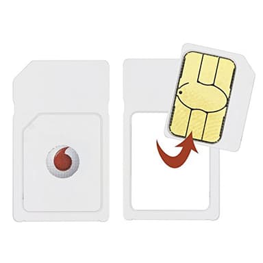 Vodafone UK Pay as you go Dual SIM Card with £10 Credit Included plus Standard and Micro Adapters