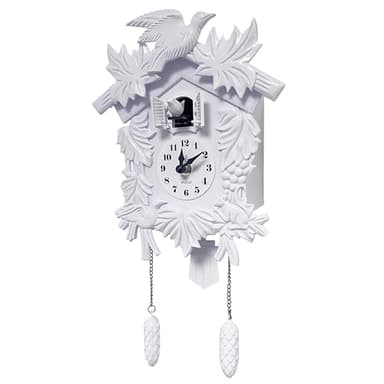 WALPLUS 20.2x37cm White Vintage Cuckoo Clock With Cuckoo Call Simple Fashionable antique style Pendulum Clock Home DIY Decoration Office Accessories Minimalist Design Bedroom Decor Stylish Living Room