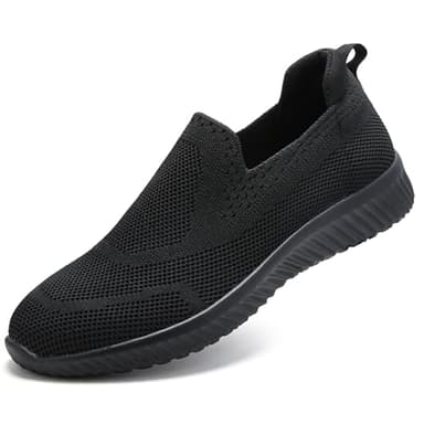 Women Trainers Slip On Shoes Ladies Memory Foam Arch Support Plantar Fasciitis Orthopedic Shoes Lightweight Comfort Nurse Work Shoes Walking Sneaker All Black UK 6
