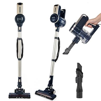 Beldray BEL01625 Airxcel Turbo Vacuum Cleaner - Lightweight Corded Stick Vac, Suction 18 kPa, Wall Mountable, 600ml Dust Container, Crevice Tool & Spare HEPA Filter, Motorised LED Floor Brush, 600W