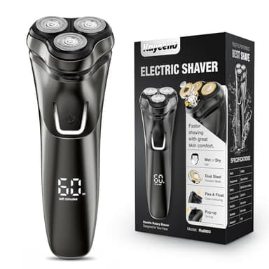 Kayeeno Men Electric Shaver Rechargeable: Waterproof Cordless Foil Razor for Face Shaving & Wet Dry Use, with Pop Up Trimmer and Travel Lock, Portable Design