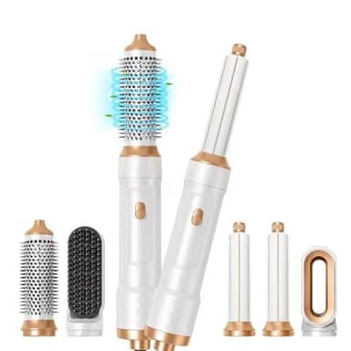 Hair Styler 5 in 1, Magic Styler, 1000W Hair Dryer Brush for Hair Styling, Hot Air Brush with Auto Wrap Air Curler Wand, Hair Straightener Brush, Round Brush Hair Dryer for Volumise, Curls, Style