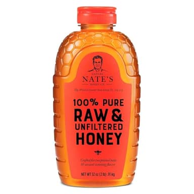 Nature Nate's 100% Pure Raw & Unfiltered Honey; 32-oz. Squeeze Bottle; Certified Gluten Free and OU Kosher Certified; Enjoy Honey's Balanced Flavors, Wholesome Benefits and Sweet Natural Goodness