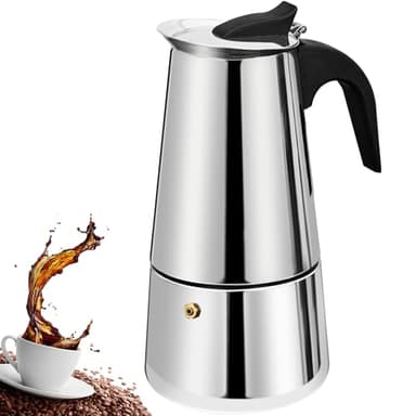 DITOSH 4 Cup Stovetop Espresso Maker Stainless Steel Moka Pot Espresso Maker Percolator Italian Coffee Maker Capable Mocha Coffee Machine Cafe Classic Maker for Home and Camping 200ml 6.6oz