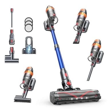SMOTURE Cordless Vacuum Cleaner, 600W 45KPA Stick Vacuum With Extra Mattress Cleaning, Up to 60 Mins Runtime, Self-Standing Vacuum with Auto Mode, Lightweight Vacuums for Hardwood Floor Carpet