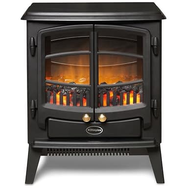 Dimplex Tango Optiflame Electric Stove, Matt Black Free Standing Electric Fireplace with Coal Fuel Bed, LED Flame Effect, Adjustable Fan Heater, Thermostat and Remote Control