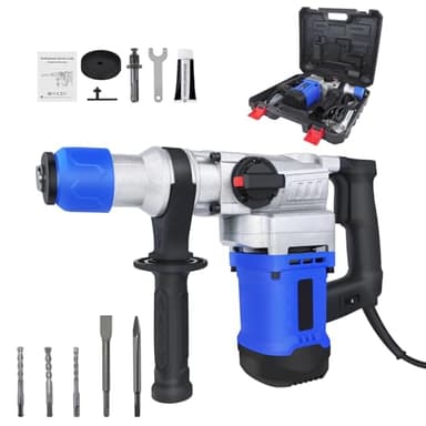 1800W SDS Electric Hammer Drill | 230V Max Breaker | 4500RPM Demolition Tool | 3 Function and Adjustable Soft Grip Handle | 25J Concrete Breaker | 2.2m Cable with Plug | Heavy Duty Rotary Hammer