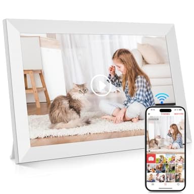 GGUA 10.1 Inch WiFi Digital Photo Frame Built in 64GB Memory, 1280x800 IPS LCD Touchscreen, Auto-Rotate and Audio, Quick and Easy Share Photos or Videos via the Frameo App, the Best Choice for Gifting