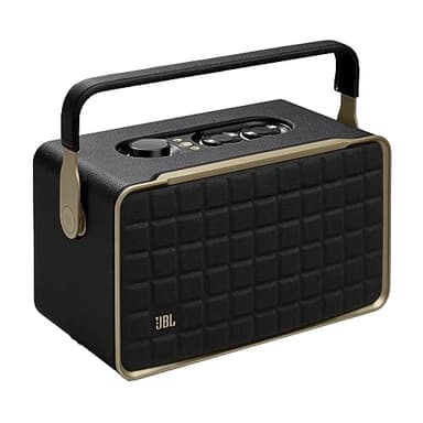 JBL Authentics 300 Portable Smart Home Speaker with Built-In Wi-Fi and Music Streaming, Voice Assist and Bluetooth Connectivity, Retro Design in Black, UK Plug (Type G)