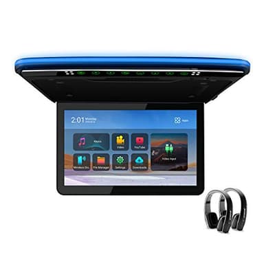 XTRONS Car Overhead Player Android 13.3 Inch Wide IPS Screen Car Roof Mount Monitor with Built-in Stereo Speakers Flip Down Overhead Car Monitor Support 8K Video, Bluetooth, WiFi, HDMI, USB, FM, IR