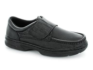 Dr Keller Texas Mens Leather Rip Tape Strap Closure Bar Wide Fit Shoes Black UK 10