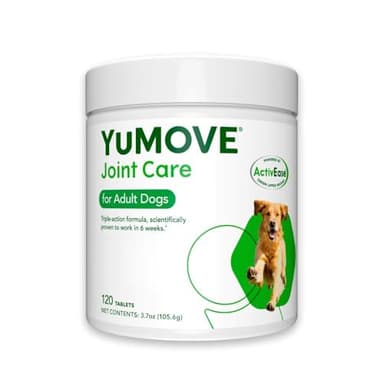 YuMOVE Joint Supplement for Dogs, Essential Dog Hip and Joint Aid for Stiff Adult Dogs with Glucosamine, Chondroitin, Green Lipped Mussel, Aged 6 to 8, 120 Tablets