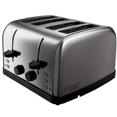 Russell Hobbs 4 Slice Toaster (High lift feature, 7 Browning levels, Frozen/Cancel/Reheat function, Red indicator lights, Removable crumb tray, 850W, Stainless Steel with brushed sides) 18790