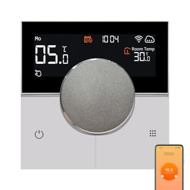 KETOTEK Smart Thermostat for Electric Underfloor Heating 16A, Digital WiFi Room Thermostat Compatible with Alexa Smart Life App, Programmable Thermostat with NTC Probe Sensor