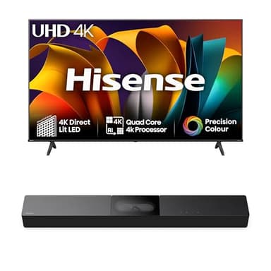 Hisense TV & Soundbar Bundle: 65A6NTUK TV with 4K Direct Lit, Quad Core 4K Processor Plus the HS2000 Soundbar with 240W Power,visulized built-in subwoofer- Perfect Match for Visual-Audio Experience