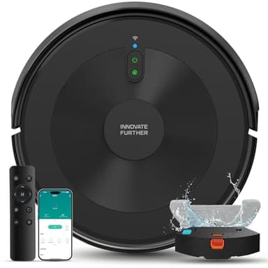 Robot Vacuum Cleaner with Mop, 4000Pa Strong Suction Robotic Vacuum 7.8cm Ultra-Slim & Schedule & Wifi/APP/Alexa Control, Self-Charging Clean Robot Vacuum for Pet Hair Hard Floor and Carpet (Black)