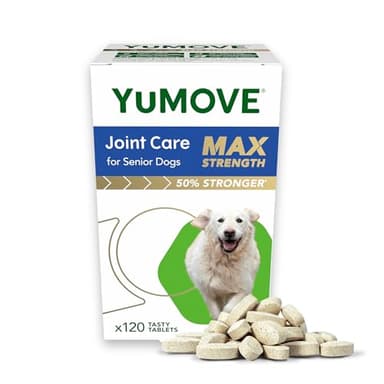 YuMOVE Max Strength Joint Supplement for Senior Dogs, Hip & Joint Aid with Glucosamine, Chondroitin & Green Lipped Mussel, Age 8+, 120 Tablets