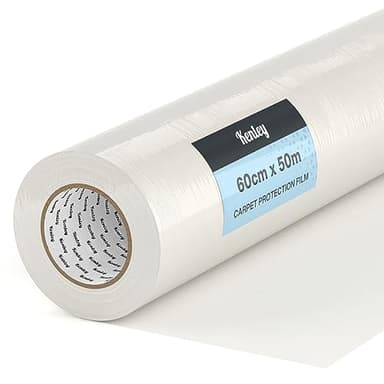 Carpet Protector Roll - Self Adhesive Carpet Protection Film - 50m x 60cm Sticky Clear Plastic Carpet Stair Hard Floor Cover - Heavy Duty Puncture Resistant & Waterproof Protective Floor Covering