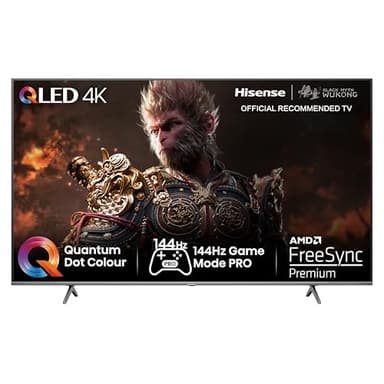 Hisense 55 Inch 144Hz QLED Gaming TV 55E7KQTUK PRO - 144Hz VRR, HDMI 2.1, Freesync Premium, Quantum Dot Colour, VIDAA U7, and Youtube, Freeview Play, Netflix and Disney+ (2023 Model)