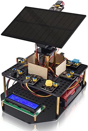 KEYESTUDIO DIY Solar Tracking Electronic Kit for Arduino,Smart Phone Charging Module,Temperature and Humidity Sensor,BH1750 Light Sensor etc.Educational Programming Gift for Kids Teens Adults