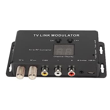 Nutriess TV Link Modulator UHF Modulator AV to RF Converter 471.25 885.25MHz PAL NTSC IR Extender IR Return Enhanced Signal Transmission for Home Entertainment Systems