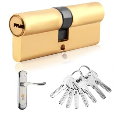 80mm(40/40) Thumb Turn Euro Cylinder Lock,High-Security Door Barrel Lock with 8 Keys,Anti-Snap Anti-Drill Anti-Bump Anti-Pick Features,Solid Brass Barrel for UPVC Wooden Patio and Composite Doors