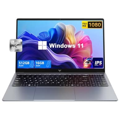 MALLRACE 2025 Laptop Computer with Windows 11, Intel N150 Quad-Core Processor 16GB DDR4 RAM 512GB SSD, 15.6" FHD IPS Display, Long Battery Life, Traditional Laptops for Wotk Business Office Student