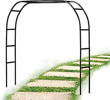 MISKYN Heavy Duty Metal Garden Arch Trellis 1.2M 1.4M 1.8M 2.4M 3M 3.5M Wide Weather-Resistant Rose Arches Wedding Archway Frame, Garden Entrances Decoration Arch Stand,Black,W2.4M*H2.2M