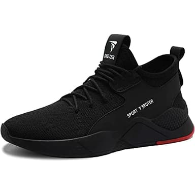 Black Safety Shoes Mens Safety Trainers Womens Steel Toe Cap Trainers Work Boots Lightweight Breathable Industrial Sneakers Black UK 8