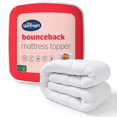 Silentnight Bounceback Topper - Sleep Support Mattress Topper Luxury Soft Cosy - Machine Washable Bed Toppers Covers Pad,White,King