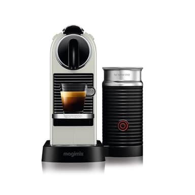 Nespresso 11319 De'Longhi CitiZ EN267.WAE, Capsule Milk Frother, Single-Serve Pod Coffee Machine, Cappuccino Maker, 19 Bar Pressure, 2 Cup Sizes, Welcome Set Included, White, 1710 W, Black