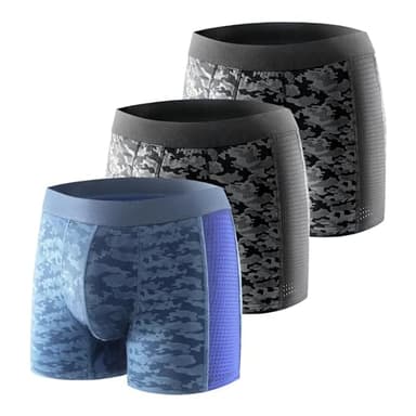 Carer 3 Pack Cool & Breathable Men's Incontinence Boxer Briefs, Fashionable Incontinence Pants for Men with 80 ML Absorbent Pad Prevents Bladder Leaks Mild Incontinence Blue & Black Size L