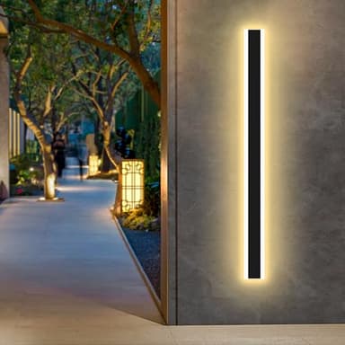 Outdoor Wall Lights Dimmable 120CM with Remote Control,48W Modern Outside Decorative Wall Lights 3 Colors Adjustable,IP65 Waterproof Front Door Lights Sconces Porch Lights for Villa Hallway Garden