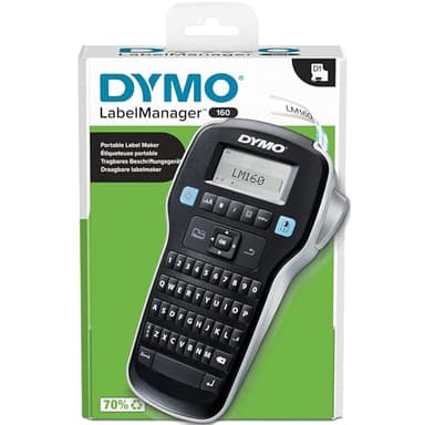 Dymo LabelManager 160 Label Maker | Handheld Label Printer with QWERTY Keyboard | Includes Black & White D1 Label Tape (12mm) | For Home & Office