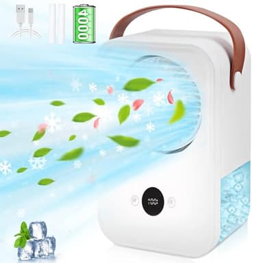 Portable Air Conditioner with Aromatherapy 4000mAh, Portable Air Cooler Fan 4 in 1 Mini Air Conditioning Unit 4 Speed 650ML Water Tank Quiet, Air Purifier Humidifier Evaporative Conditioners for Home