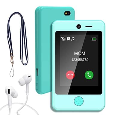 PTHTECHUS Kids SmartPhone, Kids Phone for Girls with Two-way Talk Game Music kids real phones, Touchscreen Learning Toys phones for 5-11 age BLUE