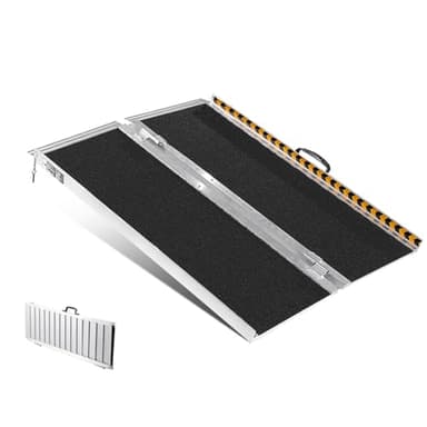 VEVOR Portable Wheelchair Ramp, 3 ft 800 lbs Capacity, Non-Slip Aluminum Folding Threshold Ramp, Foldable Mobility Scooter Ramp Wheel Chair Ramp, Handicap Ramp for Home Steps, Stairs, Doorways, Curbs