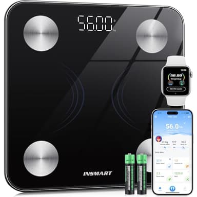 INSMART Bathroom Weighing Scales For Body Weight, Smart Digital Bluetooth Body Fat Scale Machine for Body Composition Analyzer with APP for Fitness Accurate Bmi Health Electronic (ST:LB/LB/KG)