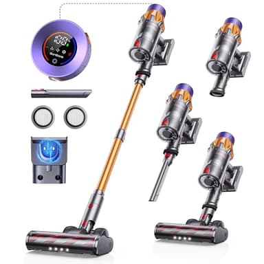 SunSare Cordless Vacuum Cleaner, 550W/45Kpa, Max 60 Mins Runtime, Wall-mounted Charging, Self-Standing, vacuum cleaner with Touch Screen, stick vacuum for Home, 2024 Latest Motor, X7A