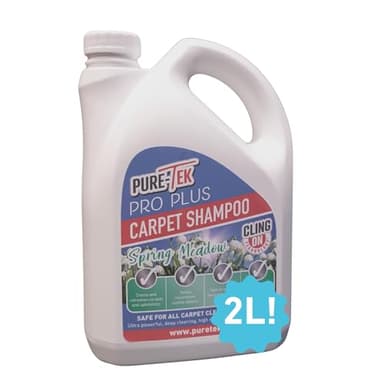 Pure Tek Carpet Cleaner Shampoo 2L - Carpet Stain Removers Cleaning Solution with Pet Urine/Odour Eliminator, Detergent Powder/Foam Alternative, Heavy Duty Shampooing Liquid, Works with All Machines