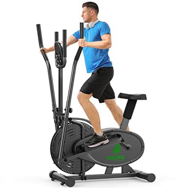 Cross Trainer, 2 in 1 Elliptical Cross Trainers with LCD Monitor, Upgraded Adjustable Resistance, Max Weight 265LBS, Exercise Machine Cross Trainer for Home Gym (Night Black)
