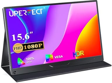 UPERFECT Portable Monitor FHD 1080P 15.6 Inch Monitor IPS Display Matte Screen, with Standard HDMI/Type-C, Support VESA, Second Display for Laptop/PC/PS/Phone/Switches, with Smart Cover