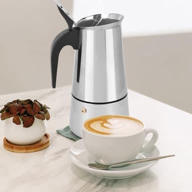 Wowlela Stovetop Espresso Maker, 450ML/9 Cups Stovetop Coffee Makers, Italian Coffee Maker Moka Pot,Stainless Steel Moka Pot Espresso Maker Percolator Italian Coffee Maker Capable Mocha Coffee Machine