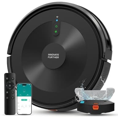 Robot Vacuum Cleaner with Mop, 4000Pa Strong Suction Robot Vacuum 7.8cm Ultra-Slim & Schedule & Wifi/APP/Alexa Control, Self-Charging Clean Robot Vacuum and Mop for Pet Hair Floor Carpet (Black)
