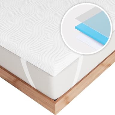 Degrees of Comfort 2 Inch Thick Memory Foam Mattress Topper Double Bed Soft Bamboo Cover for Back Pain, Mattress Topper with Anti-Slip Removable Washable Cover Rest Easy (5cm, Double Size 135x190cm)
