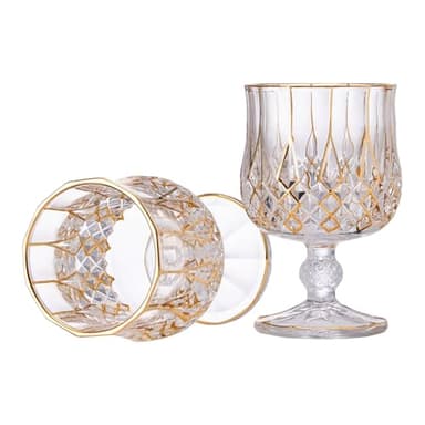 GLASKEY Crystal Brandy and Cognac Snifter Glasses Set of 2-24K Gold Hand Decorated,Crystal Cognac Glasses Gold Collection Gift Set for Cognac, Baileys, Liquor, Spirits- 7oz/210 ml